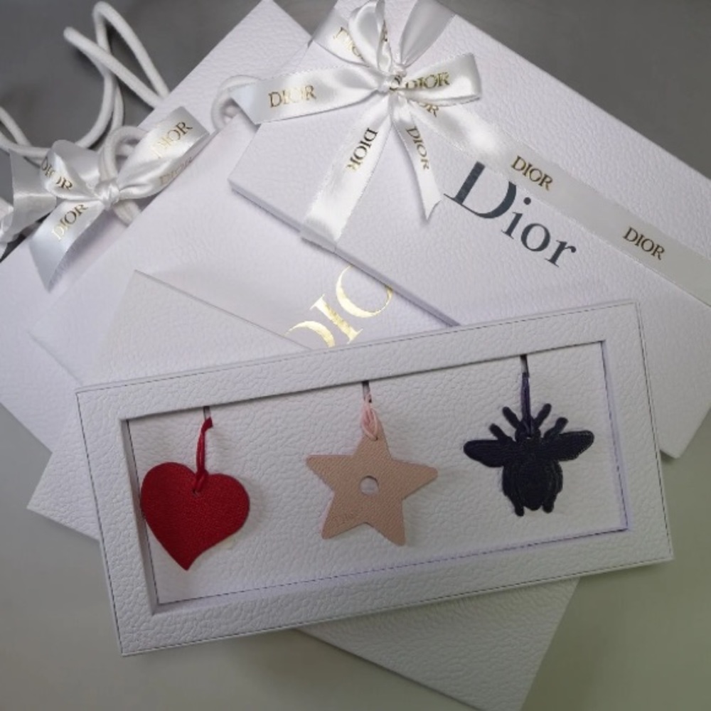 Dior Leather Bag Charms Gift Box & Bag Set of 3